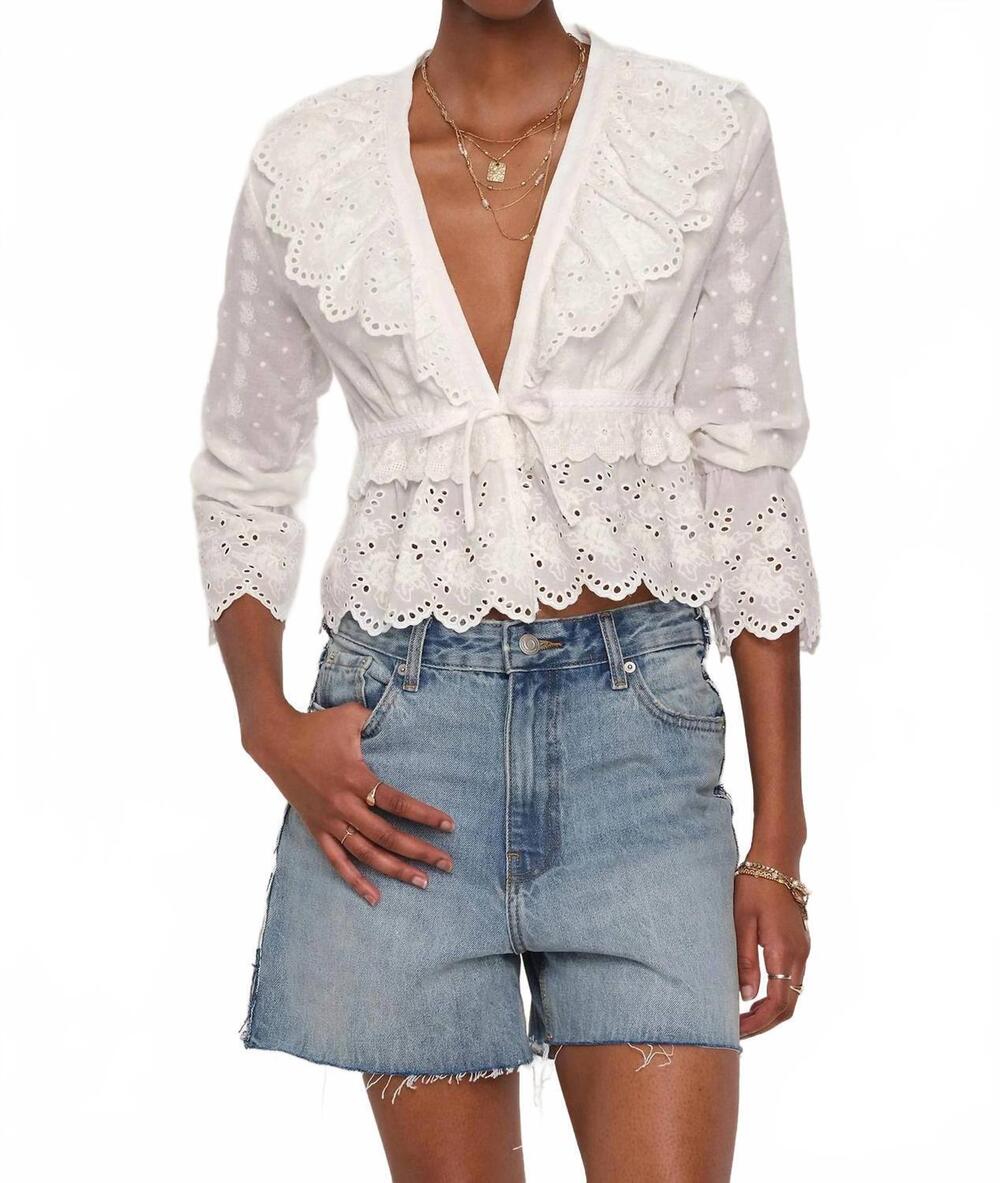 NEW HEARTLOOM meadow cotton eyelet top in eggshell